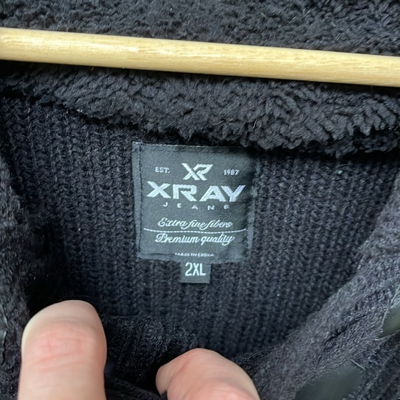 Men’s 2XL X-Ray Black Hooded Cable Knit Sweatshirt/Sweater - Picture 3 of 6